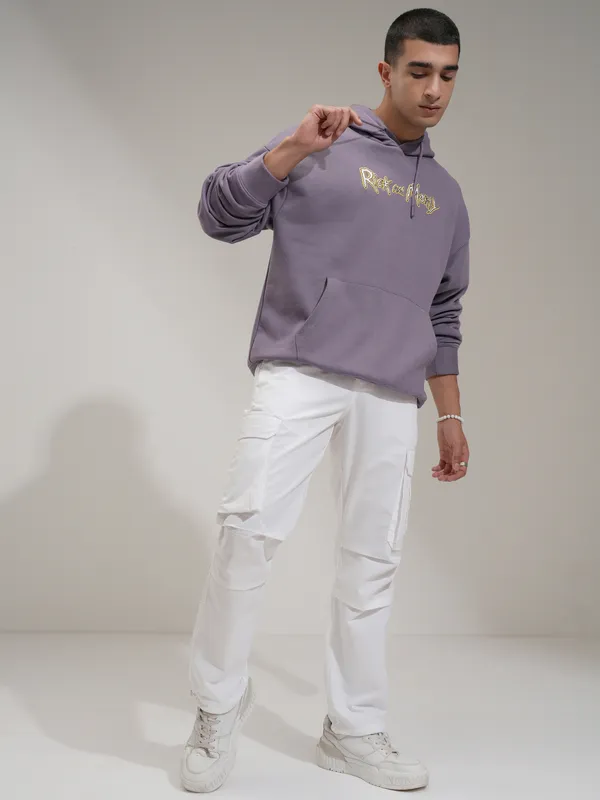  Highlander Men Purple Hood Pullover Sweatshirts
