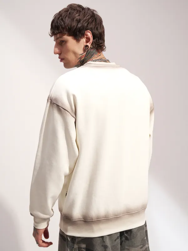 DC By Highlander Men Off White Batman Round Neck Pullover Sweatshirt