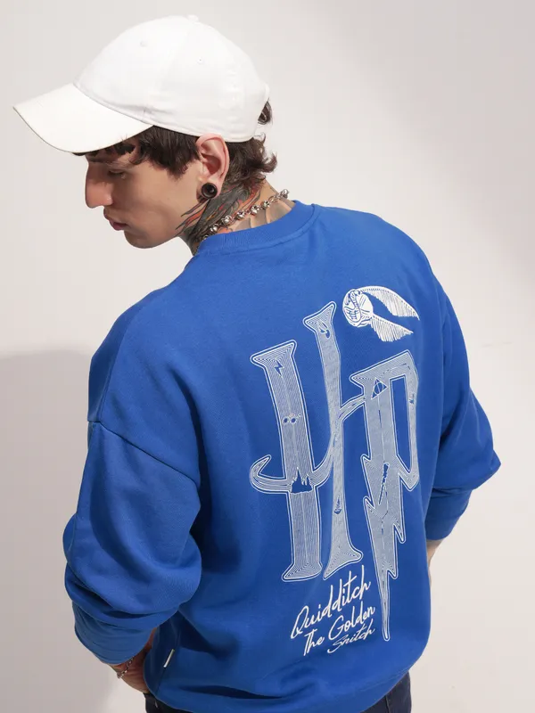 WB By Highlander Men Blue Harry Potter Round Neck Pullover Sweatshirt