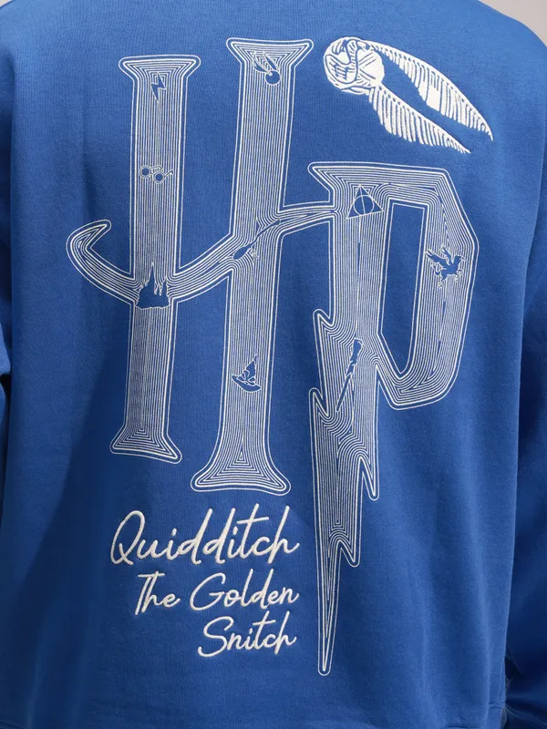 WB By Highlander Men Blue Harry Potter Round Neck Pullover Sweatshirt