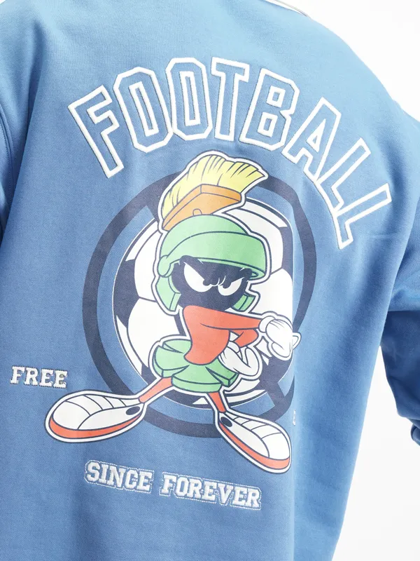 WB By Highlander Men Blue Looney Tunes Shirt Collar Pullover Sweatshirt