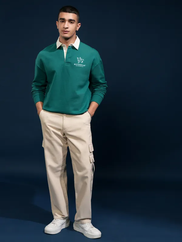 WB By Highlander Men Green Harry Potter Printed Polo Collar T-Shirt