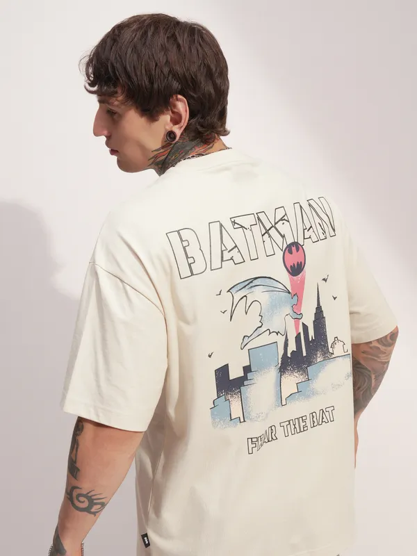 Batman Men Printed Round Neck Oversized Fit T-Shirt