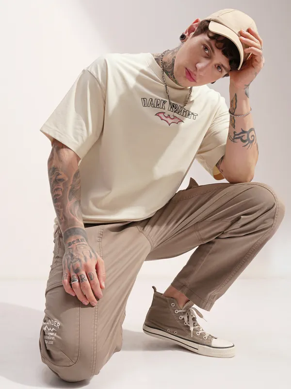 Batman Men Printed Round Neck Oversized Fit T-Shirt