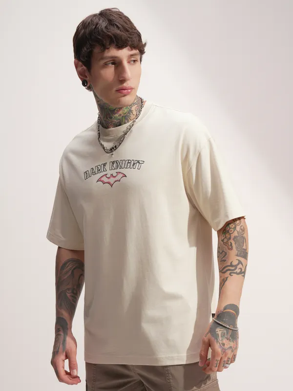 Batman Men Printed Round Neck Oversized Fit T-Shirt