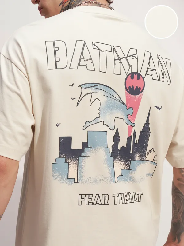Batman Men Printed Round Neck Oversized Fit T-Shirt