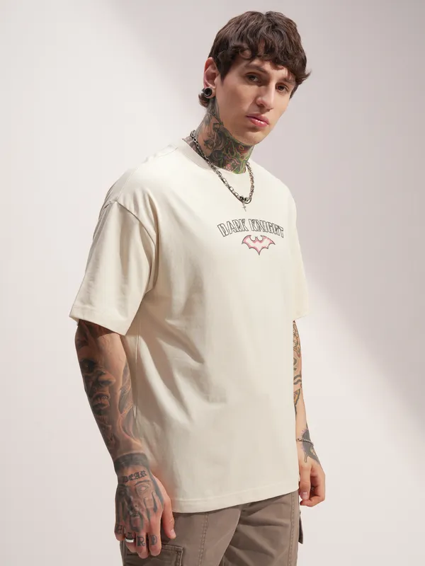 Batman Men Printed Round Neck Oversized Fit T-Shirt