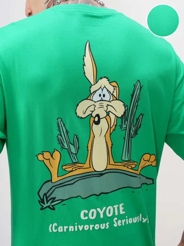 WB By Highlander Men Green Looney Tunes Printed Round Neck T-Shirt