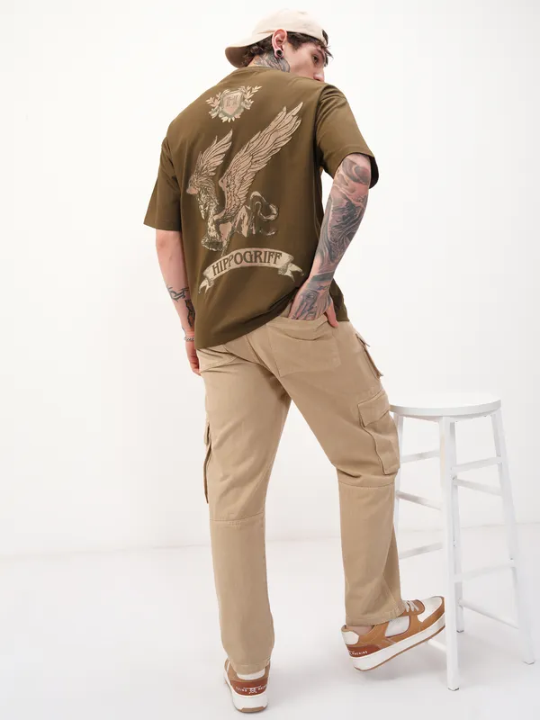 Harry Potter Men Printed Round Neck Oversized Fit T-Shirt