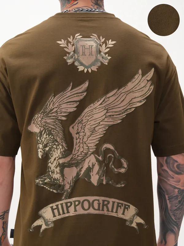 Harry Potter Men Printed Round Neck Oversized Fit T-Shirt