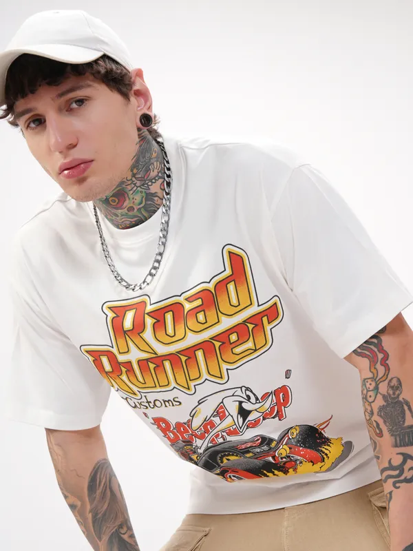 Looney Tunes Men Printed Round Neck Oversized Fit T-Shirt