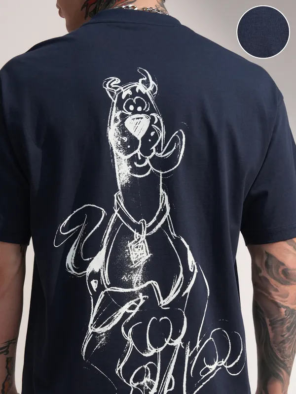 WB By Highlander Men Navy Blue Scooby Doo Printed Round Neck T-Shirt