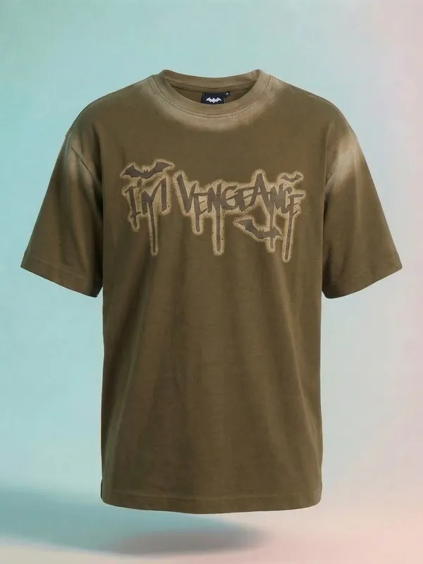 Batman Men Printed Round Neck Oversized Fit T-Shirt