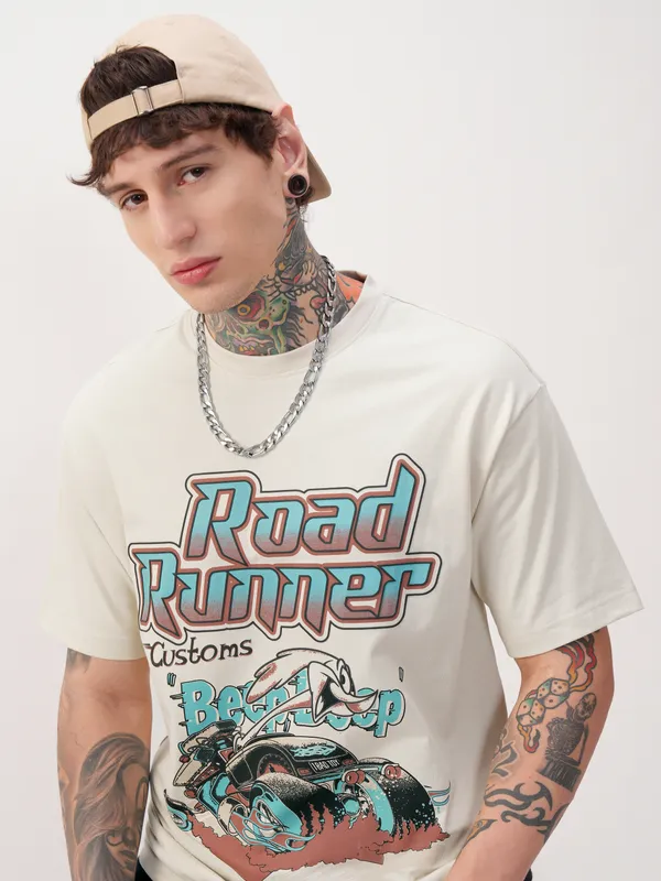 Looney Tunes Men Printed Round Neck Oversized Fit T-Shirt