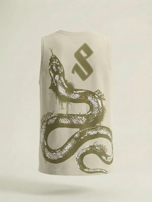 WB By Highlander Men Cream Harry Potter Slytherine Printed Round Neck T-Shirt