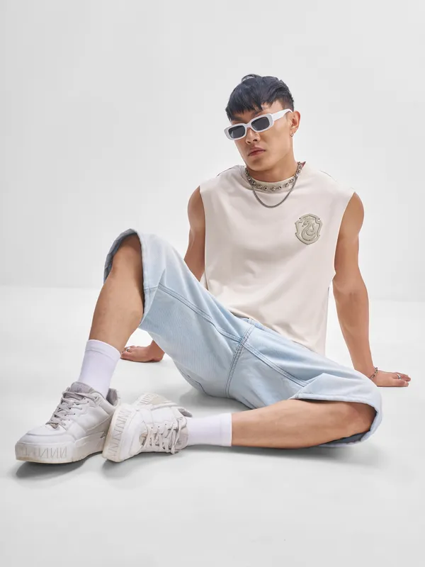 WB By Highlander Men Cream Harry Potter Slytherine Printed Round Neck T-Shirt