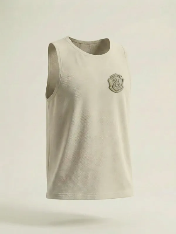 WB By Highlander Men Cream Harry Potter Slytherine Printed Round Neck T-Shirt