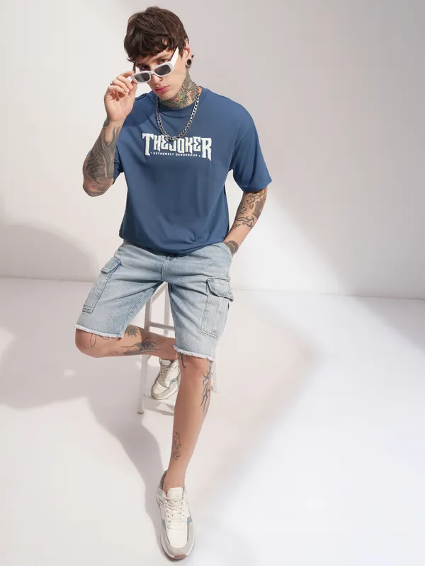 DC By Highlander Men Navy Blue Batman Printed Round Neck T-Shirt