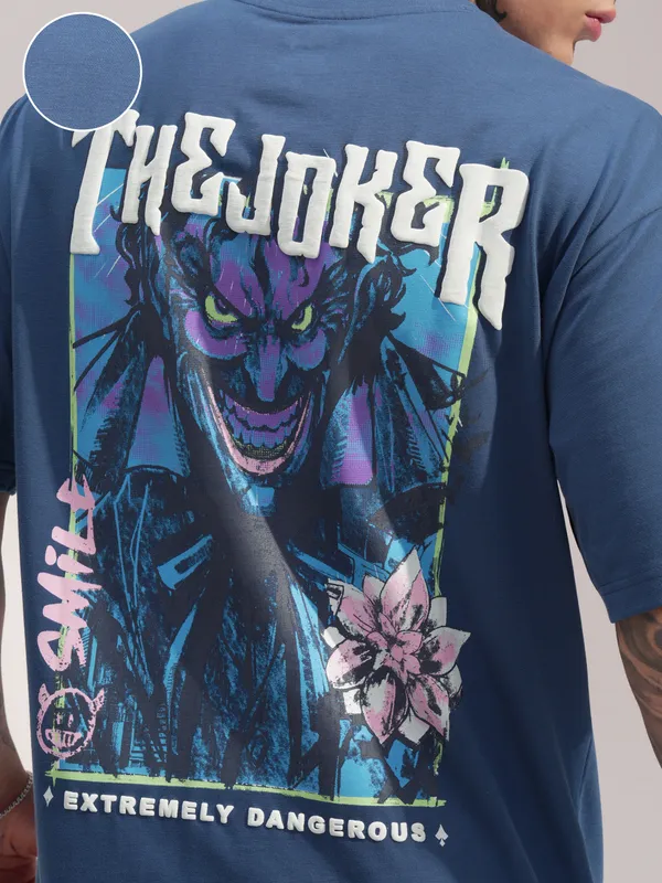 DC By Highlander Men Navy Blue Batman Printed Round Neck T-Shirt