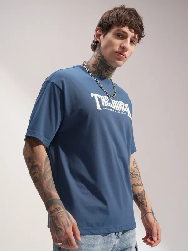 DC By Highlander Men Navy Blue Batman Printed Round Neck T-Shirt