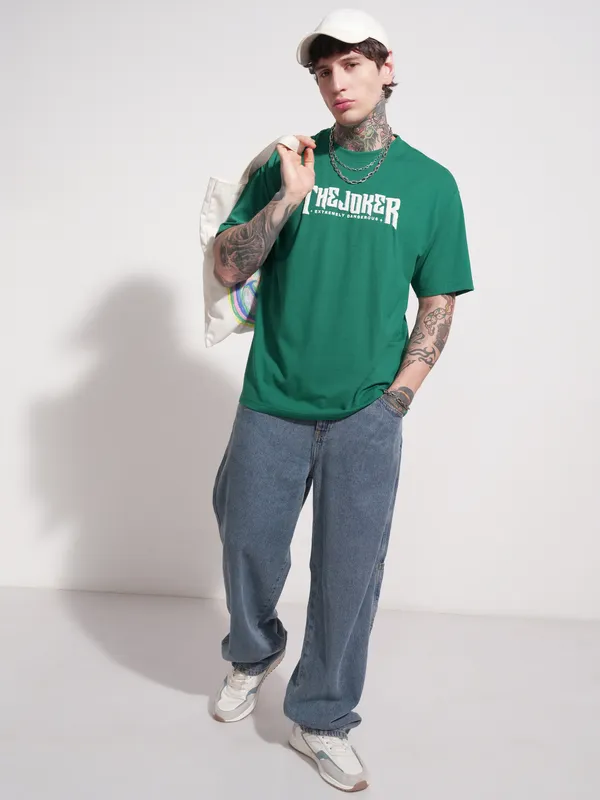 DC By Highlander Men Green Batman Printed Round Neck T-Shirt