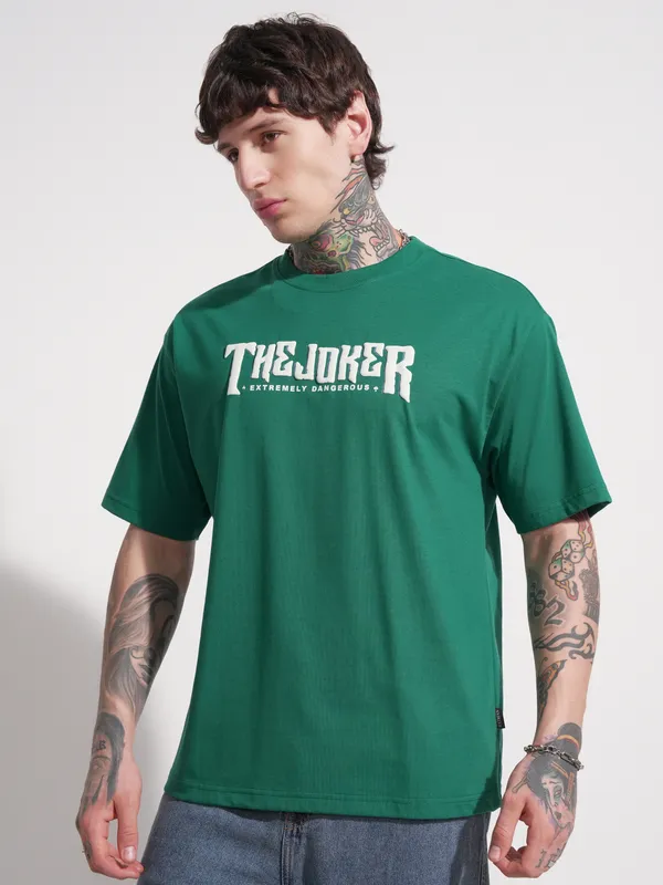 DC By Highlander Men Green Batman Printed Round Neck T-Shirt