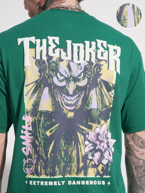 DC By Highlander Men Green Batman Printed Round Neck T-Shirt