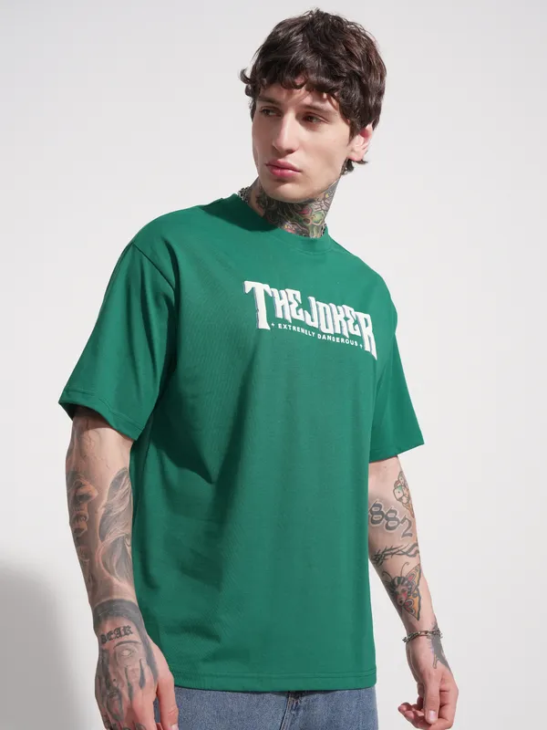 DC By Highlander Men Green Batman Printed Round Neck T-Shirt