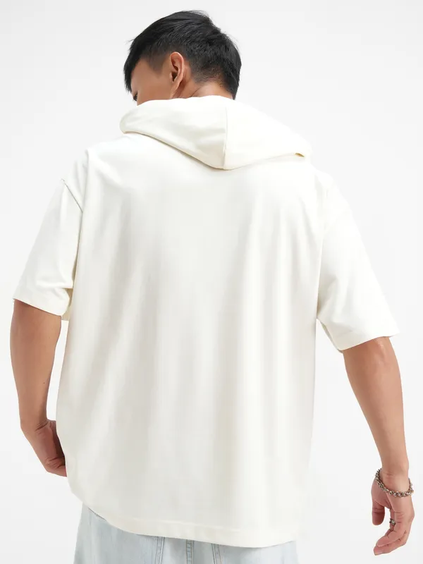 WB By Highlander Men White Scooby Doo Printed Hood Oversized Fit T-Shirt