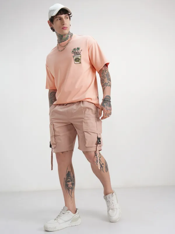 WB By Highlander Men Coral Friends Printed Round Neck Oversized Fit T-Shirt