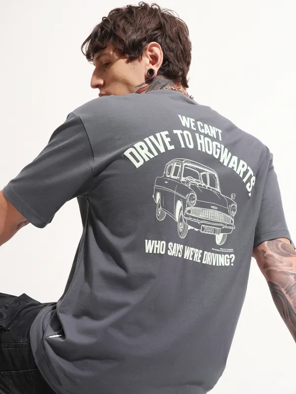 WB By Highlander Men Grey Harry Potter Printed Round Neck T-Shirt