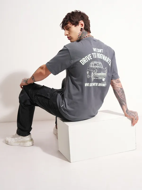 WB By Highlander Men Grey Harry Potter Printed Round Neck T-Shirt