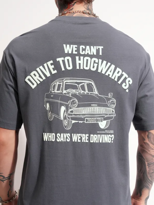 WB By Highlander Men Grey Harry Potter Printed Round Neck T-Shirt