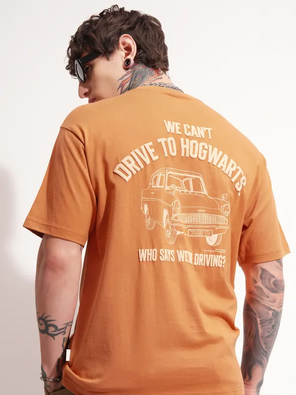 WB By Highlander Men Rust Harry Potter Printed Round Neck T-Shirt