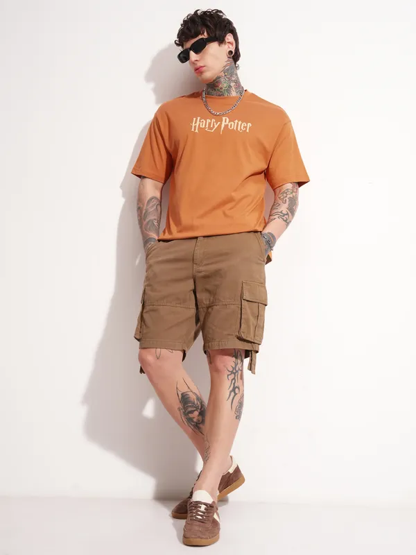 WB By Highlander Men Rust Harry Potter Printed Round Neck T-Shirt