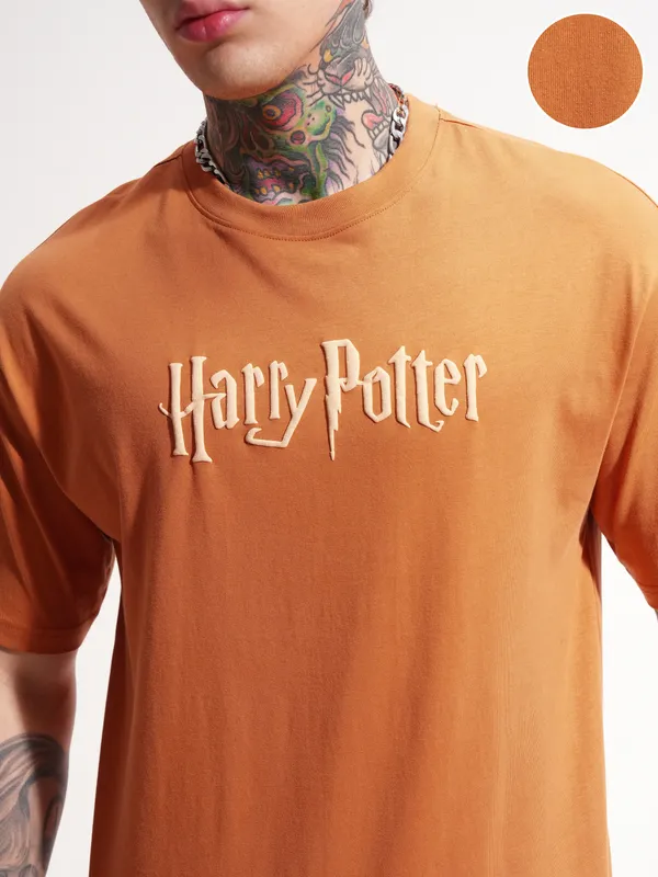 WB By Highlander Men Rust Harry Potter Printed Round Neck T-Shirt