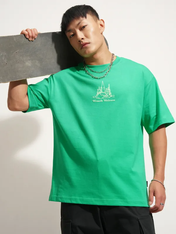 WB By Highlander Men Green Harry Potter Printed Round Neck T-Shirt