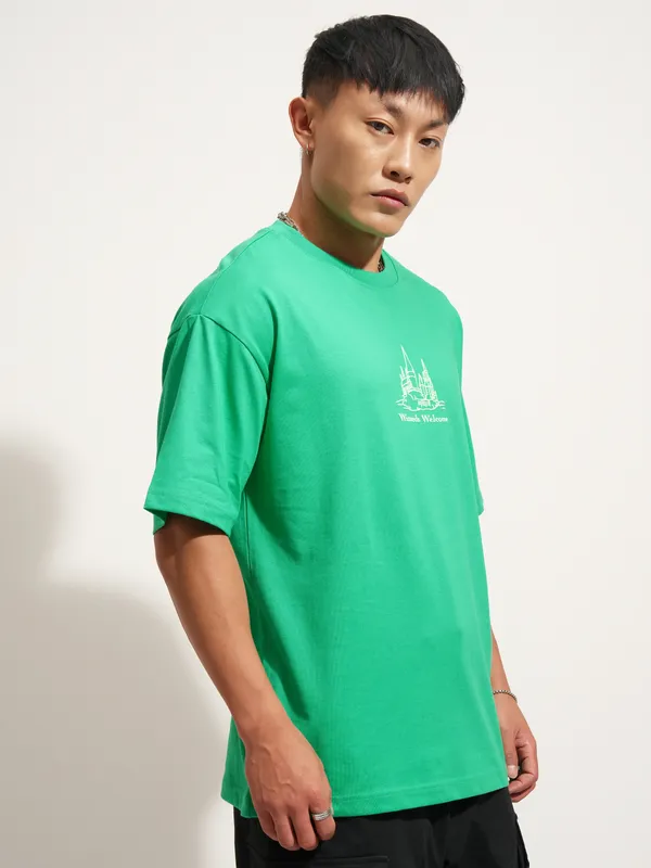 WB By Highlander Men Green Harry Potter Printed Round Neck T-Shirt