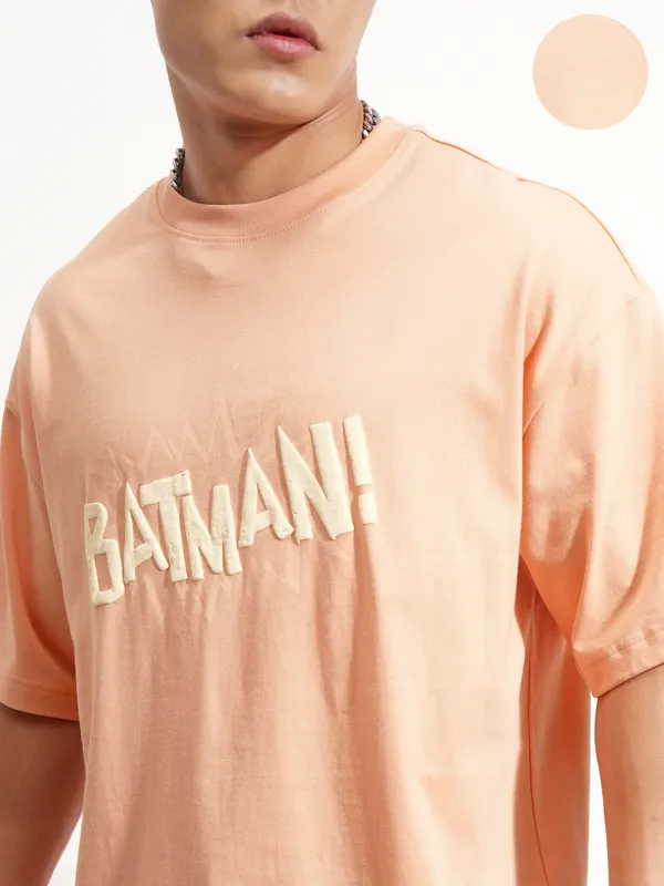 DC By Highlander Men Coral Batman Printed Round Neck Oversized Fit T-Shirt