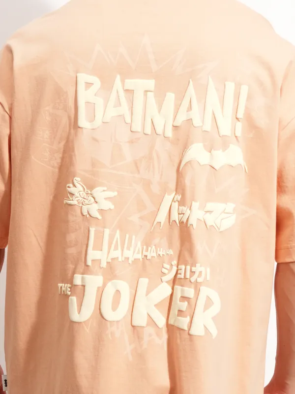 DC By Highlander Men Coral Batman Printed Round Neck Oversized Fit T-Shirt