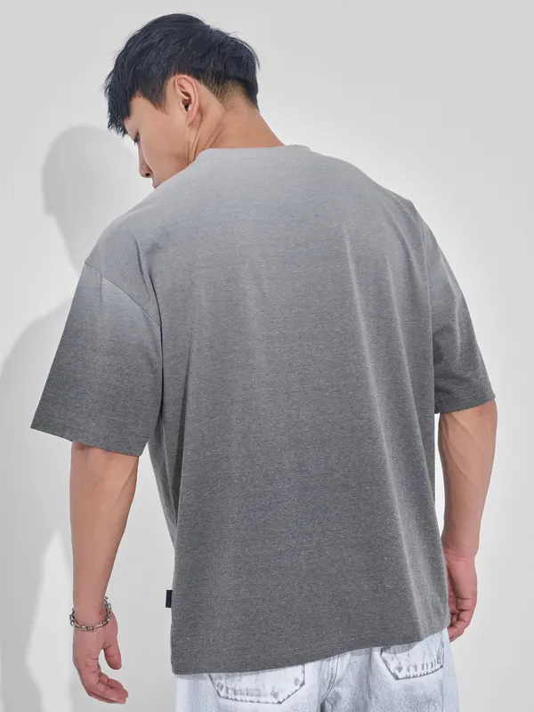 DC By Highlander Men Grey Superman Printed Round Neck Oversized Fit T-Shirt