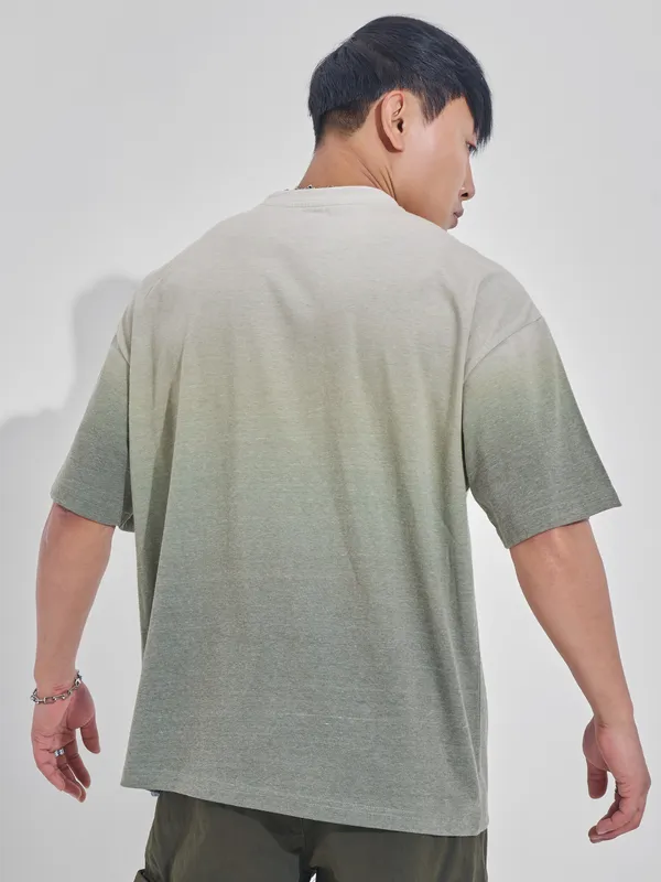 DC By Highlander Men Olive Superman Printed Round Neck Oversized Fit T-Shirt