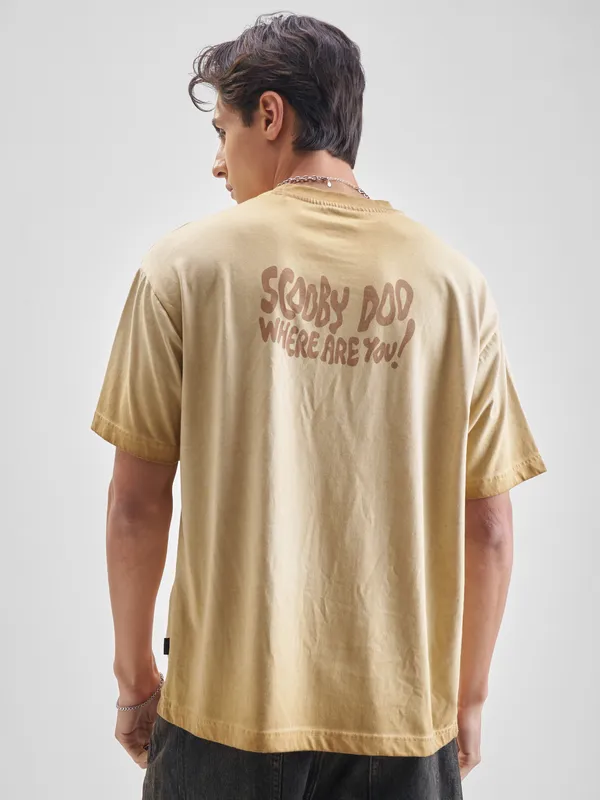 WB By Highlander Men Brown Scooby Doo Printed Round Neck Oversized Fit T-Shirt
