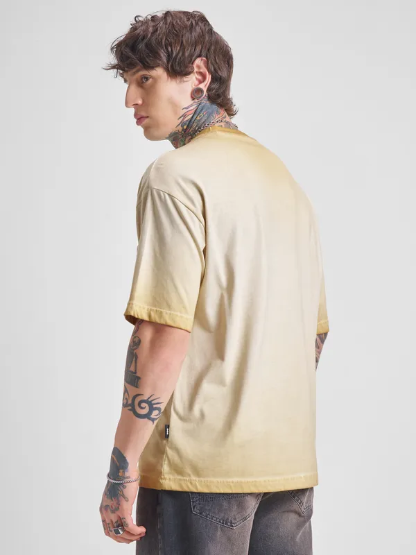 DC By Highlander Men Brown Batman Printed Round Neck Oversized Fit T-Shirt