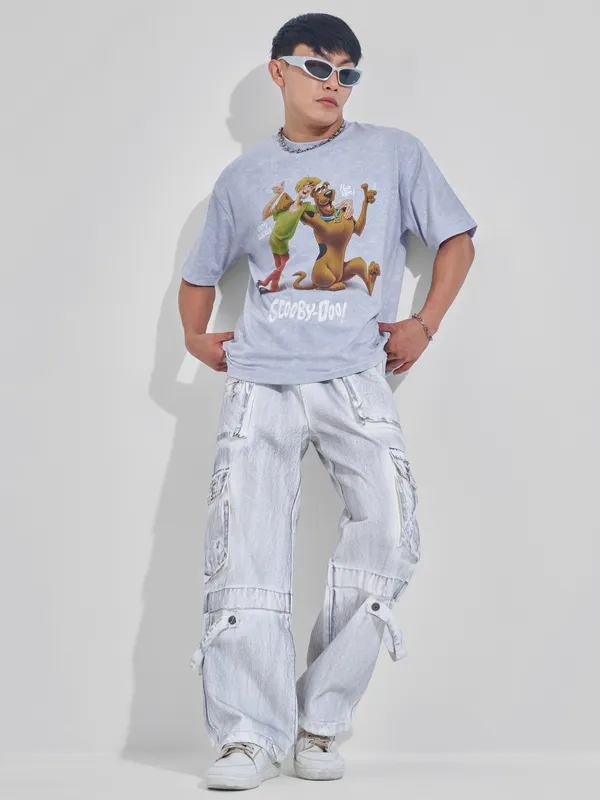 WB By Highlander Men Lavender Scooby Doo Printed Round Neck T-Shirt