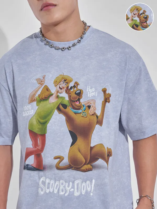 WB By Highlander Men Lavender Scooby Doo Printed Round Neck T-Shirt