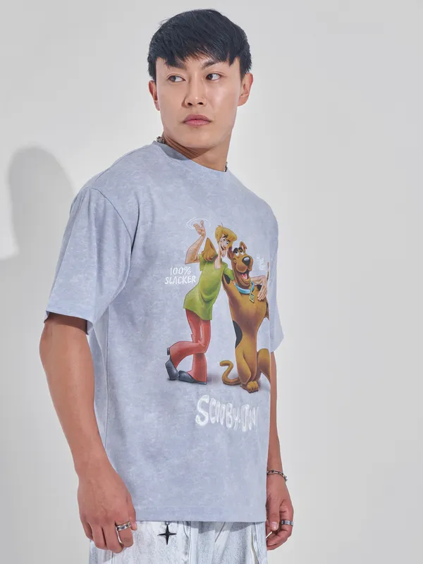 WB By Highlander Men Lavender Scooby Doo Printed Round Neck T-Shirt