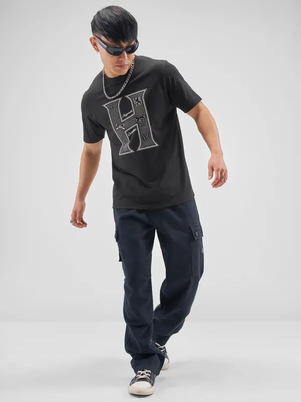 WB By Highlander Men Black Harry Potter Printed Round Neck Regular Fit T-Shirt