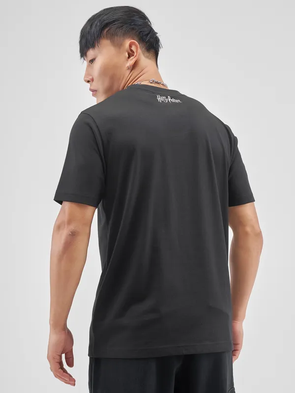 WB By Highlander Men Black Harry Potter Printed Round Neck Regular Fit T-Shirt