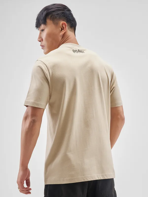 WB By Highlander Men Beige Harry Potter Printed Round Neck T-Shirt